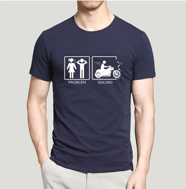 Problem Solved Funny T Shirt Men 2019 New Summer 100% Cotton Round Neck T-Shirt Fitness Camisa Masculina Hip Hop Tshirt Men