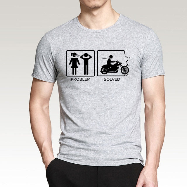 Problem Solved Funny T Shirt Men 2019 New Summer 100% Cotton Round Neck T-Shirt Fitness Camisa Masculina Hip Hop Tshirt Men