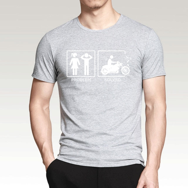 Problem Solved Funny T Shirt Men 2019 New Summer 100% Cotton Round Neck T-Shirt Fitness Camisa Masculina Hip Hop Tshirt Men
