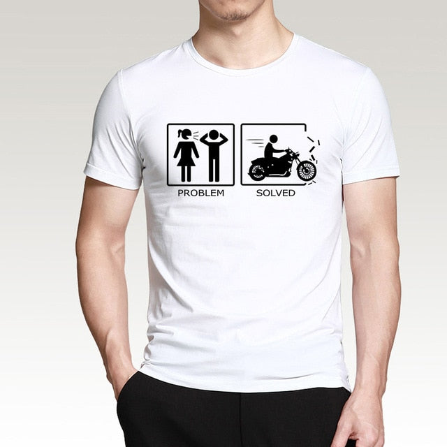 Problem Solved Funny T Shirt Men 2019 New Summer 100% Cotton Round Neck T-Shirt Fitness Camisa Masculina Hip Hop Tshirt Men