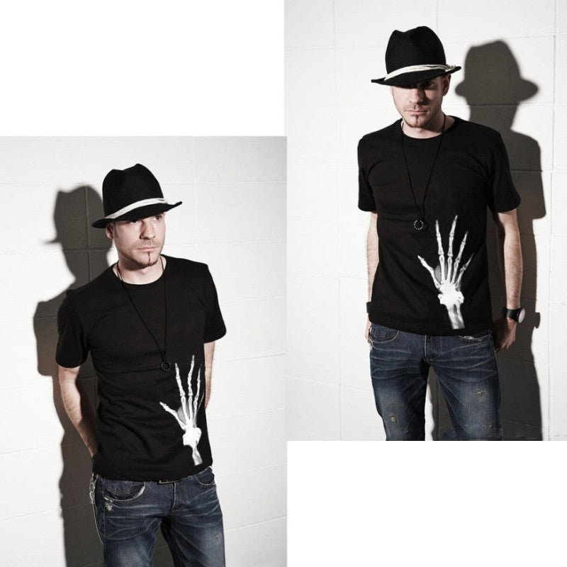 Summer Men's T-shirt T Shirt Round Neck Short Sleeves Tshirts Tee Black