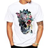 Men's Print Skull T-shirt Men Short Sleeve O-Neck White Tshirt Tops TeeT Shirt