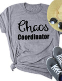 Women Chaos Coordinator Letter Printed Crewneck Short Sleeve Casual Tees Tshirt Pullover